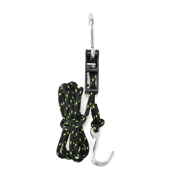 1/4 Inch Outdoor Adjustable Hanging Rope Ratchet Strap With Hooks