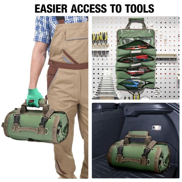 Roll Up Tool Bag With Detachable Pouches